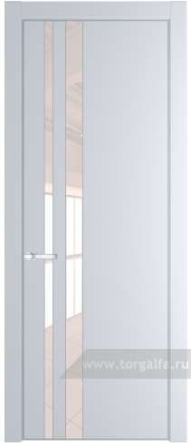 Дверь со стеклом ProfilDoors 20PA Lacobel Перламутровый лак с профилем Серебро (Вайт (RAL 110 96 02))