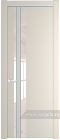 Дверь со стеклом ProfilDoors 20PA Lacobel Перламутровый лак с профилем Серебро (Кремовая Магнолия (RAL 120-04))