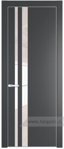 Дверь со стеклом ProfilDoors 20PA Lacobel Перламутровый лак с профилем Серебро (Графит (Pantone 425С))