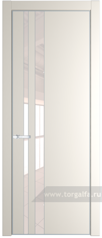 Дверь со стеклом ProfilDoors 20PA Lacobel Перламутровый лак с профилем Серебро (Перламутр белый)