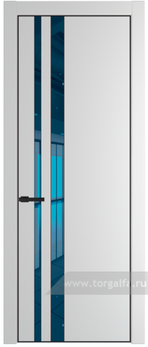 Дверь со стеклом ProfilDoors 20PA Зеркало Blue с профилем Черный матовый RAL9005 (Крем Вайт (RAL 120-02))