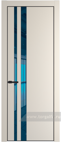 Дверь со стеклом ProfilDoors 20PA Зеркало Blue с профилем Черный матовый RAL9005 (Кремовая Магнолия (RAL 120-04))