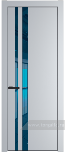 Дверь со стеклом ProfilDoors 20PA Зеркало Blue с профилем Черный матовый RAL9005 (Лайт Грей (RAL 870-01))