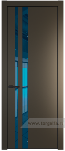Дверь со стеклом ProfilDoors 20PA Зеркало Blue с профилем Черный матовый RAL9005 (Перламутр бронза)