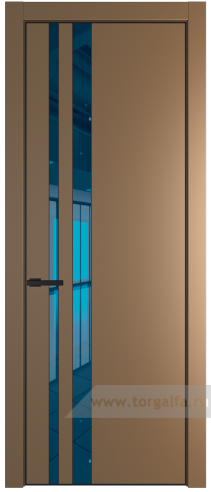 Дверь со стеклом ProfilDoors 20PA Зеркало Blue с профилем Черный матовый RAL9005 (Перламутр золото)