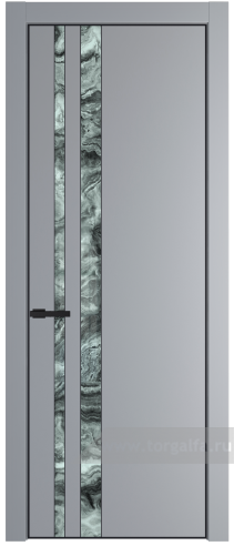 Дверь со стеклом ProfilDoors 20PA Атриум серебро с профилем Черный матовый RAL9005 (Смоки (RAL 870-02))