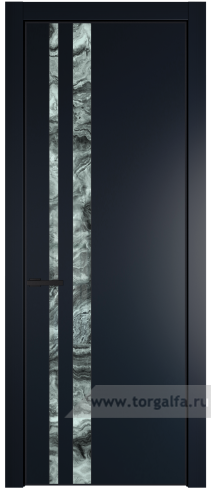 Дверь со стеклом ProfilDoors 20PA Атриум серебро с профилем Черный матовый RAL9005 (Нэви Блу (RAL 7016))