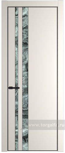Дверь со стеклом ProfilDoors 20PA Атриум серебро с профилем Черный матовый RAL9005 (Перламутр белый)