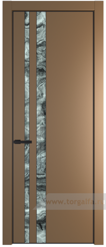 Дверь со стеклом ProfilDoors 20PA Атриум серебро с профилем Черный матовый RAL9005 (Перламутр золото)
