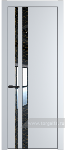 Дверь со стеклом ProfilDoors 20PA Лоран узор золото с профилем Черный матовый RAL9005 (Вайт (RAL 110 96 02))