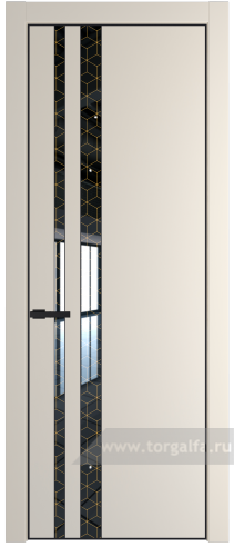 Дверь со стеклом ProfilDoors 20PA Лоран узор золото с профилем Черный матовый RAL9005 (Кремовая Магнолия (RAL 120-04))