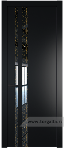 Дверь со стеклом ProfilDoors 20PA Лоран узор золото с профилем Черный матовый RAL9005 (Блэк)