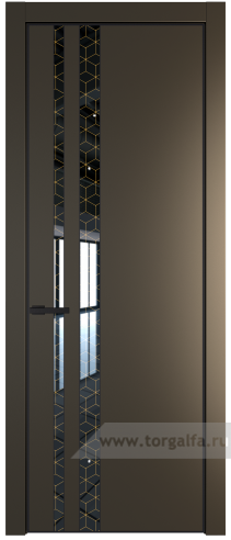 Дверь со стеклом ProfilDoors 20PA Лоран узор золото с профилем Черный матовый RAL9005 (Перламутр бронза)