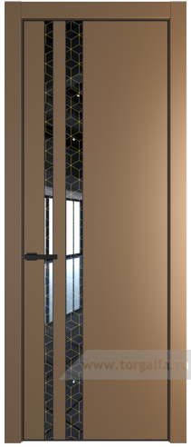 Дверь со стеклом ProfilDoors 20PA Лоран узор золото с профилем Черный матовый RAL9005 (Перламутр золото)