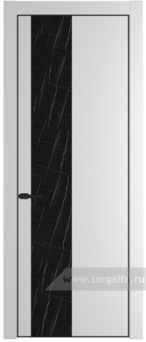 Дверь со стеклом ProfilDoors 20PA Неро мрамор с профилем Черный матовый RAL9005 (Крем Вайт (RAL 120-02))