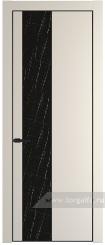 Дверь со стеклом ProfilDoors 20PA Неро мрамор с профилем Черный матовый RAL9005 (Кремовая Магнолия (RAL 120-04))