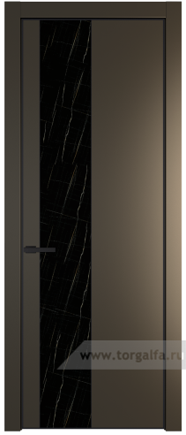 Дверь со стеклом ProfilDoors 20PA Неро мрамор с профилем Черный матовый RAL9005 (Перламутр бронза)