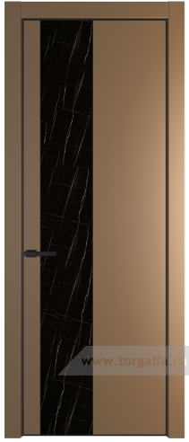 Дверь со стеклом ProfilDoors 20PA Неро мрамор с профилем Черный матовый RAL9005 (Перламутр золото)