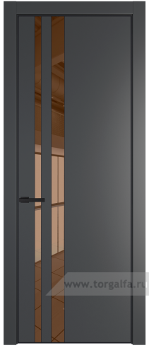 Дверь со стеклом ProfilDoors 20PA Зеркало Bronza с профилем Черный матовый RAL9005 (Графит (Pantone 425С))