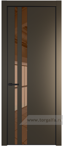Дверь со стеклом ProfilDoors 20PA Зеркало Bronza с профилем Черный матовый RAL9005 (Перламутр бронза)
