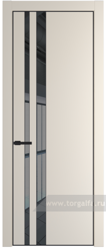 Дверь со стеклом ProfilDoors 20PA Зеркало Grey с профилем Черный матовый RAL9005 (Кремовая Магнолия (RAL 120-04))