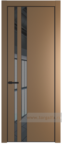 Дверь со стеклом ProfilDoors 20PA Зеркало Grey с профилем Черный матовый RAL9005 (Перламутр золото)