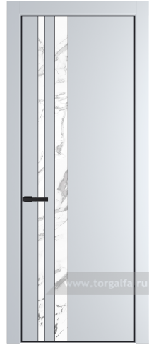 Дверь со стеклом ProfilDoors 20PA Нефи белый узор серебро с профилем Черный матовый RAL9005 (Вайт (RAL 110 96 02))