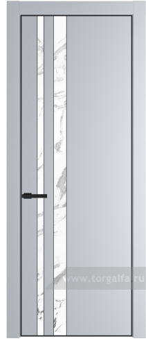 Дверь со стеклом ProfilDoors 20PA Нефи белый узор серебро с профилем Черный матовый RAL9005 (Лайт Грей (RAL 870-01))