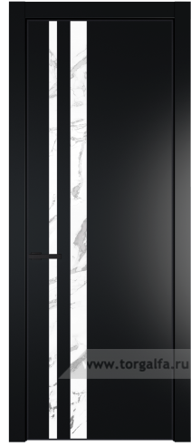 Дверь со стеклом ProfilDoors 20PA Нефи белый узор серебро с профилем Черный матовый RAL9005 (Блэк)