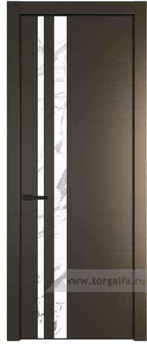 Дверь со стеклом ProfilDoors 20PA Нефи белый узор серебро с профилем Черный матовый RAL9005 (Перламутр бронза)