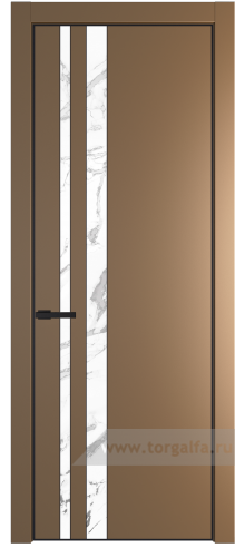 Дверь со стеклом ProfilDoors 20PA Нефи белый узор серебро с профилем Черный матовый RAL9005 (Перламутр золото)