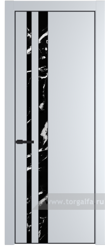 Дверь со стеклом ProfilDoors 20PA Нефи черный узор серебро с профилем Черный матовый RAL9005 (Вайт (RAL 110 96 02))