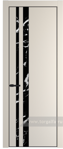 Дверь со стеклом ProfilDoors 20PA Нефи черный узор серебро с профилем Черный матовый RAL9005 (Кремовая Магнолия (RAL 120-04))