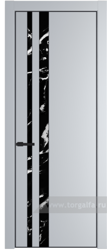 Дверь со стеклом ProfilDoors 20PA Нефи черный узор серебро с профилем Черный матовый RAL9005 (Лайт Грей (RAL 870-01))