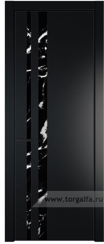 Дверь со стеклом ProfilDoors 20PA Нефи черный узор серебро с профилем Черный матовый RAL9005 (Блэк)