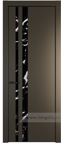 Дверь со стеклом ProfilDoors 20PA Нефи черный узор серебро с профилем Черный матовый RAL9005 (Перламутр бронза)