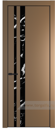 Дверь со стеклом ProfilDoors 20PA Нефи черный узор серебро с профилем Черный матовый RAL9005 (Перламутр золото)