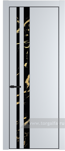 Дверь со стеклом ProfilDoors 20PA Нефи черный узор золото с профилем Черный матовый RAL9005 (Вайт (RAL 110 96 02))