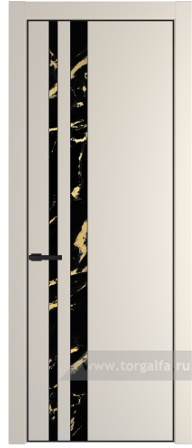 Дверь со стеклом ProfilDoors 20PA Нефи черный узор золото с профилем Черный матовый RAL9005 (Кремовая Магнолия (RAL 120-04))