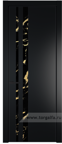 Дверь со стеклом ProfilDoors 20PA Нефи черный узор золото с профилем Черный матовый RAL9005 (Блэк)