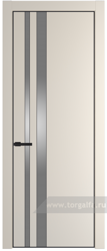 Дверь со стеклом ProfilDoors 20PA Lacobel Серебряный лак с профилем Черный матовый RAL9005 (Кремовая Магнолия (RAL 120-04))