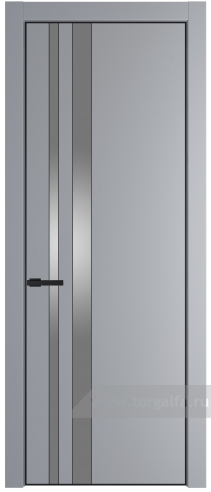 Дверь со стеклом ProfilDoors 20PA Lacobel Серебряный лак с профилем Черный матовый RAL9005 (Смоки (RAL 870-02))