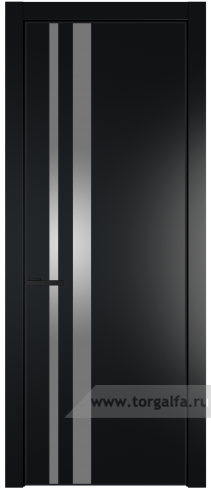 Дверь со стеклом ProfilDoors 20PA Lacobel Серебряный лак с профилем Черный матовый RAL9005 (Блэк)