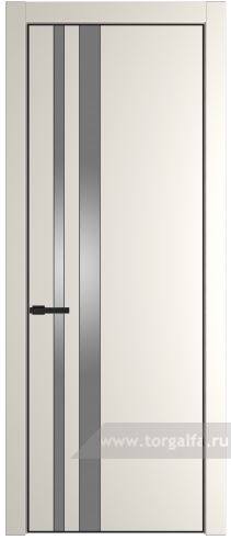 Дверь со стеклом ProfilDoors 20PA Lacobel Серебряный лак с профилем Черный матовый RAL9005 (Перламутр белый)