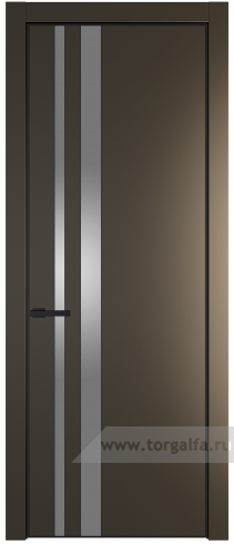 Дверь со стеклом ProfilDoors 20PA Lacobel Серебряный лак с профилем Черный матовый RAL9005 (Перламутр бронза)