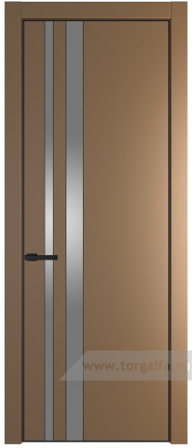 Дверь со стеклом ProfilDoors 20PA Lacobel Серебряный лак с профилем Черный матовый RAL9005 (Перламутр золото)