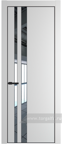 Дверь со стеклом ProfilDoors 20PA Зеркало с профилем Черный матовый RAL9005 (Крем Вайт (RAL 120-02))