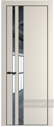 Дверь со стеклом ProfilDoors 20PA Зеркало с профилем Черный матовый RAL9005 (Кремовая Магнолия (RAL 120-04))