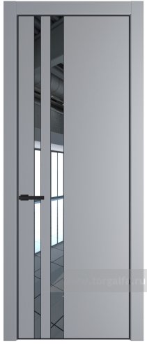 Дверь со стеклом ProfilDoors 20PA Зеркало с профилем Черный матовый RAL9005 (Смоки (RAL 870-02))