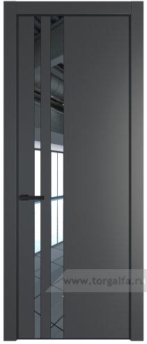 Дверь со стеклом ProfilDoors 20PA Зеркало с профилем Черный матовый RAL9005 (Графит (Pantone 425С))